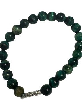 Green Malachite Beaded Stretch Bracelet - Unbranded